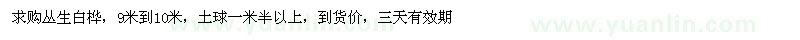 求購(gòu)9-10米叢生白樺