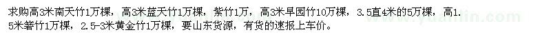 求購(gòu)南天竹、藍(lán)天竹、紫竹、早園竹、箬竹、黃金竹