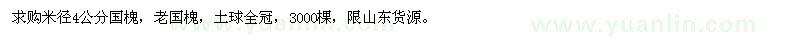求購米徑4公分國槐