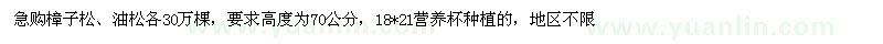 求購樟子松、油松