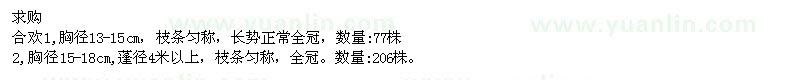 求購胸徑13-15、15-18公分合歡 