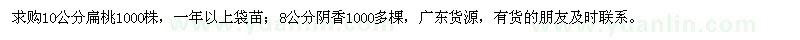 求購10公分扁桃、8公分陰香