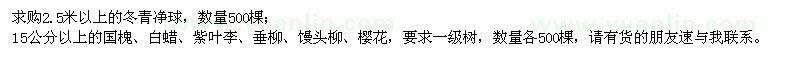 求購冬青凈球、國槐、白蠟