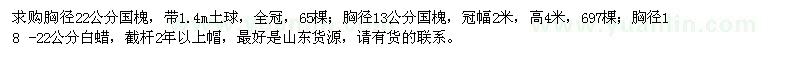 求購13公分、22公分國槐、18-22公分白蠟