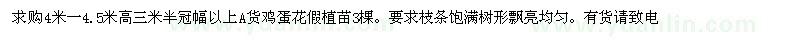 求購高4-4.5米雞蛋花