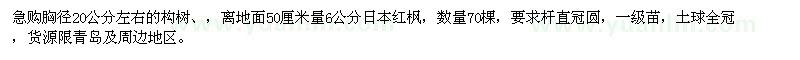 求購胸徑20公分左右構(gòu)樹、6公分日本紅楓