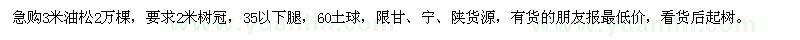 求購(gòu)3米油松