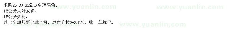 求購皂角、大葉女貞、欒樹