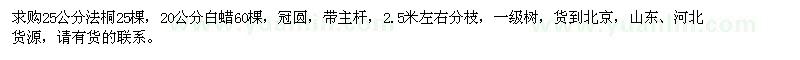 求購25公分法桐、20公分白蠟