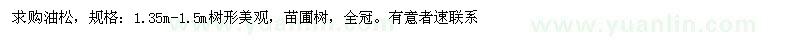 求購1.35-1.5米油松