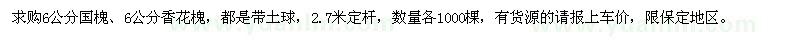 求購(gòu)6公分國(guó)槐、6公分香花槐