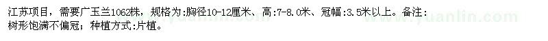 求購胸徑10-12公分廣玉蘭
