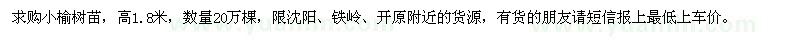求購小榆樹苗