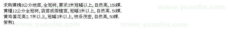 求購黃槐、黃槿、黃雞蛋花
