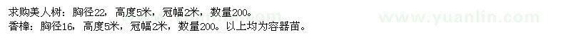 求購美人樹、樟樹