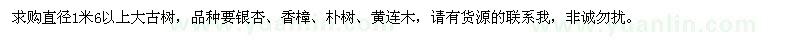 求購銀杏、香樟、樸樹