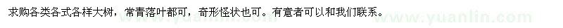 求購各類常青落葉大樹