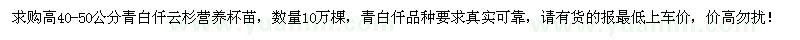 求購高40-50公分青白仟云杉營養(yǎng)杯苗