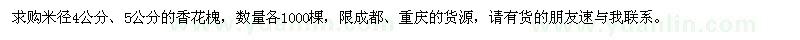 求購(gòu)米徑4公分、5公分香花槐