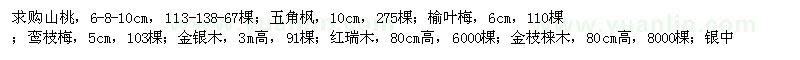 求購山桃、五角楓、榆葉梅