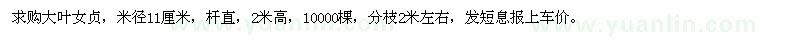 求購米徑11公分大葉女貞