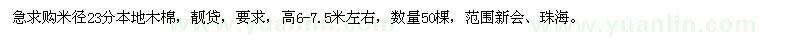 求購米徑23分的本地木棉