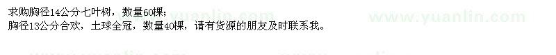 求購胸徑14公分七葉樹、胸徑13公分合歡