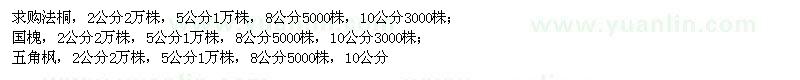 求購法桐、國槐、五角楓