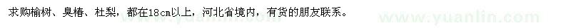 求購榆樹(shù)、臭椿、杜梨