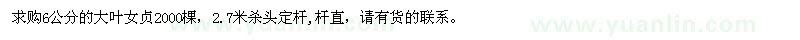 求購6公分的大葉女貞