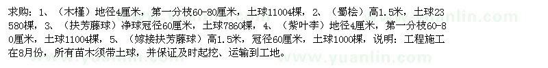 求購木槿、蜀檜、扶芳藤球