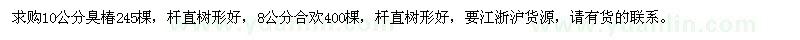 求購10公分臭椿、8公分合歡