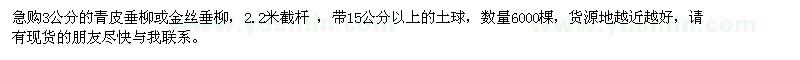 求購3公分青皮垂柳