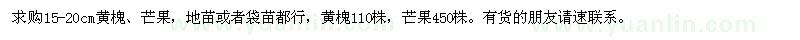 求購15-20cm黃槐、芒果