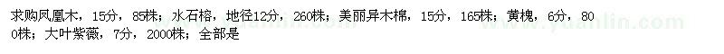 求購鳳凰木、水石榕、美麗異木棉、黃槐、大葉紫薇