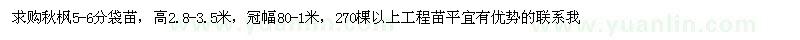 求購秋楓5-6分袋苗