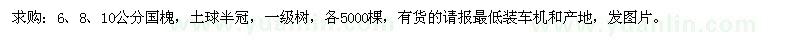 求購6、8、10公分國槐 