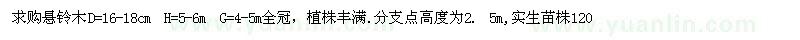 求購(gòu)地徑16-18公分懸鈴木