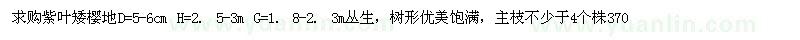 求購(gòu)地徑5-6公分紫葉矮櫻
