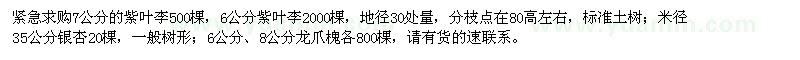 求購(gòu)紫葉李、銀杏、龍爪槐