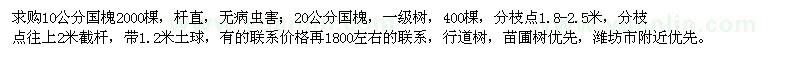 求購10公分、20公分國槐