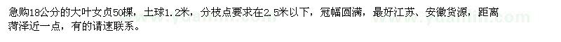 求購(gòu)18公分大葉女貞