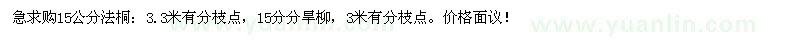 求購15公分法桐、旱柳