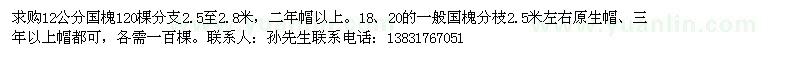 求購(gòu)12、18、20公分國(guó)槐