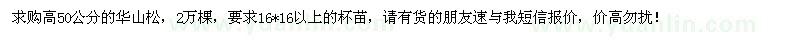 求購高50公分華山松
