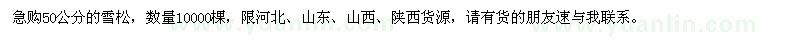 求購50公分雪松