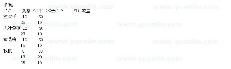 求購(gòu)盆架子、大葉紫薇、黃花槐