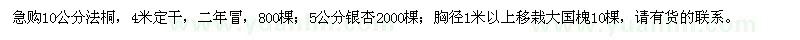 求購法桐、銀杏、國槐