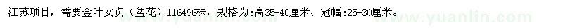 求購(gòu)高35-40公分金葉女貞