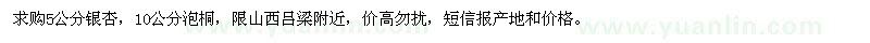 求購(gòu)5公分銀杏、10公分泡桐